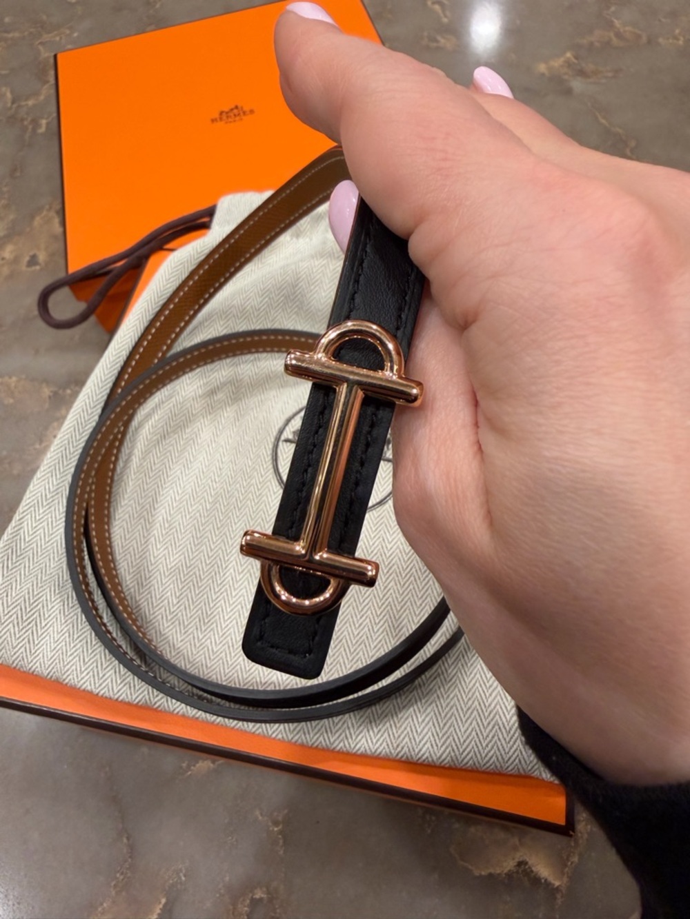 Hermes BNIB Gamma belt buckle & Reversible leather strap 13 mm - Picture 6 of 10